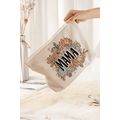 White MAMA Flower Print Corduroy Large Cosmetic...