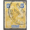 Malta 1922 SG132 4d Yellow & Bright Blue Fine U...