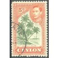 Ceylon 1938 - SG387f - 5c green & orange - Coco...