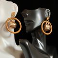 Earrings Large 14K Gold Plated Exaggerated Coff...