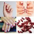 Red French Nail Tips Acrylic False Gel Square A...