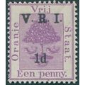 Orange Free State 1900 1d on 1d purple SG102 un...