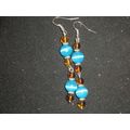 Vibrant baby blue cats eye & amber yellow cryst...