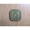 Ceylon 1945 5 Cents Coin