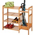 2-Shelf Entryway Shoe Rack Bench with Bla2-in-1...