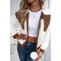 Chestnut Corduroy Color Block Contrast Patchwor...