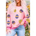 Pink Stripe Easter Egg Patched Graphic Drop Sho...