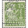 DENMARK, SHIP, Caravel, light green 1940, 15ore