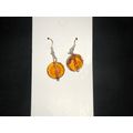 Fire polished flat round amber crystal glass ea...