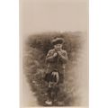 Scottish Boy With Old Music Instrument Recorder...