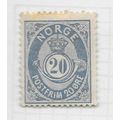 NORWAY 1886 20ore POSTHORN BLUE MINT MH YEAR UN...