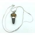 Sterling Silver Tigereye Black Onyx Gemstone Pe...