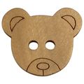 25mm Buttons Teddy Bear Head Natural Wooden Kni...
