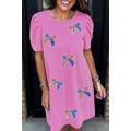 Bright Pink Flag Pattern Inspired Sequin Bow Sp...
