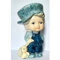 CERAMIC FIGURINE - LITTLE JACK and RABBIT - BLU...