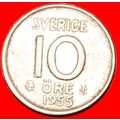 SILVER: SWEDEN ★ 10 ORE 1955! Gustaf VI Adolf (...