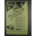 1933 Mum deodorant Ad - Why Isn't Pretty Girl Dancing