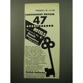 1950 British Railways Ad - Throughout Britain 47 Hotels operated
