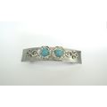 Blue stone silver tone metal design native trib...