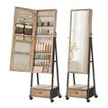 Industrial Modern Metal Wood Jewelry Armoire Ca...