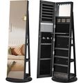 Black Wood Jewelry Cabinet Armoire Organizer Fr...