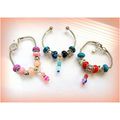 Set of 3 Charm European Beads Silver Tone Brace...