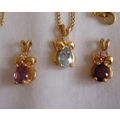 Vintage Necklace 3-in-1 Pendants Glass Drop Cry...