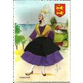 Spanish Silk NORMANDIE Embroidered Postcard (Va...
