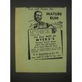 1940 Myers Rum Ad - You Will Prefer This Mature...