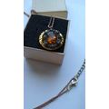 Green topaz and amber simulated gemstone neckla...