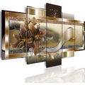 LUDUHU Yellow Orchid Flowers Canvas Print - Abs...