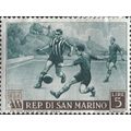 SAN MARINO, FOOTBALL, below castle, greyscale 1953, 5Lire