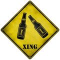 Beer Crossing 8" Metal Sign caution aluminum xi...