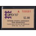Ticket Senior Citizen Admission CAPEX '87 Box0126