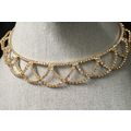 Interwoven Scalloped Rhinestone Bib Necklace - ...