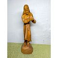 Jesus Walking Statue Hand Wood Carved Vintage R...