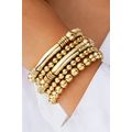 Gold Layered Plated Alloy Beaded Elastic Bracel...