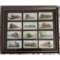 12 Steam Trains Will's Cigarette Cards, framed,...
