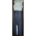 Sparkling 70s black and white shift gown formal...