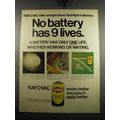 1970 Ray-o-vac Batteries Ad - No battery has 9 lives