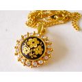 Vintage Necklace Damascene Flower Small Pendant...