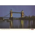 TOWER BRIDGE BY NIGHT, LONDON : POSTCARD :.