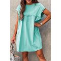 Mint Green Frilled Trim Crew Neck Loose Fit Min...