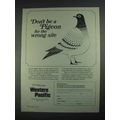 1967 Western Pacific Railroad Ad - Don't be a Pigeon
