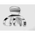 Medium shiny silver tone textured metal hair cl...