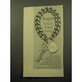 1950 Bergere Lock and Key Bracelet Advertisement - the look of real jewelry