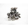Small mini silver metal gray flower crystal hai...