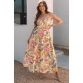 Orange Abstract Print Spaghetti Strap Piping De...