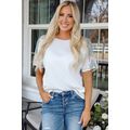 White Chevron Patchwork Raglan Sleeve Knitted T...