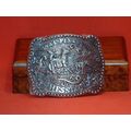 New 1985 National Finals Rodeo Hesston Belt Buckle